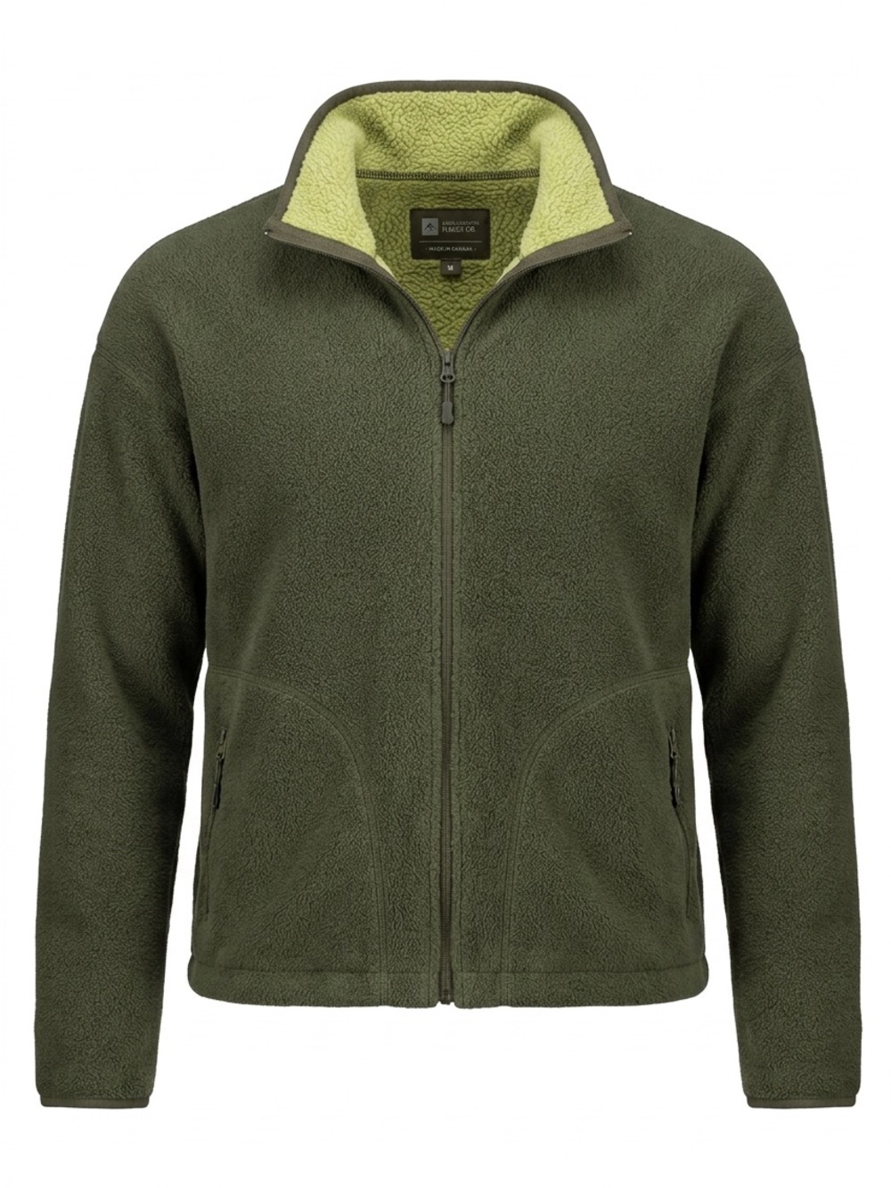 MEC Olive Green Lightweight Fleece Jacket with Lime Lining